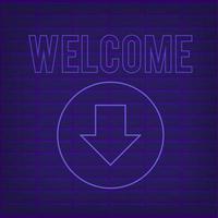 Neon poster welcome on blue wall background. Vector illustration