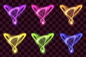 Set of Vector glowing special light effect lines with sparkles