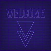 Neon poster welcome on blue wall background. Vector illustration