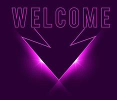 Welcome arrow in neon style. Welcome neon signs. greeting card, invitation card, light banner, posters, flyer vector