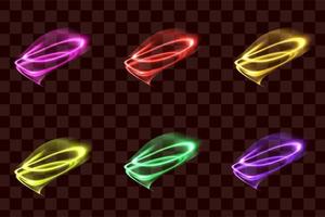 Set of Vector glowing special light effect lines with sparkles