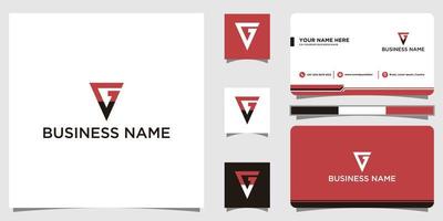 Letter G V VG Masculine Bold Geometric Simple Monogram Vector Logo Design with Business Card