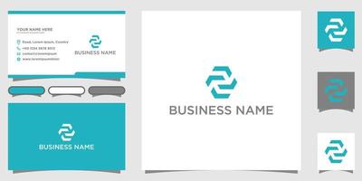 Clean Z letter logo hexagon sign minimalistic design with brand business card. vector