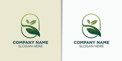 simple leaf vintage logo template, nature logo inspiration vector