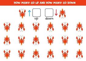 Up or down with cute cartoon octopus. Educational game for kids to learn up and down. vector