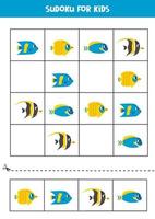 Educational sudoku game with cute reef fish. vector