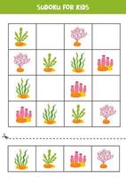 Educational sudoku game with cute seaweeds. vector