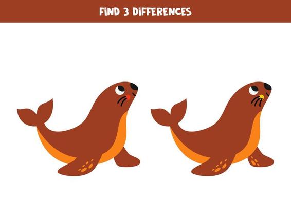 Find 3 differences between two cute sea lions. 20126500 Vector Art at Vecteezy Find 3 differences between two cute sea lions. 20126500 Vector Art at Vecteezy