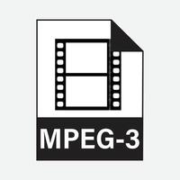 mpeg-3 vídeo archivo formatos icono vector