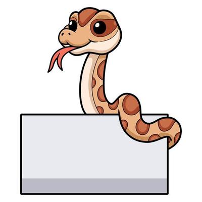 Cute daboia russelii snake cartoon with blank sign