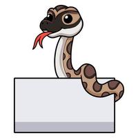 Cute python molurus bivittatus cartoon with blank sign vector