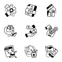 Bundle of Conceptual Web Hand Drawn Icons vector