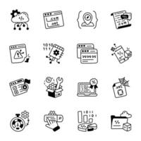 Pack of 16 Website Planning Hand Drawn Icons vector