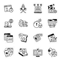 Web Startup Hand Drawn Icons Collection vector