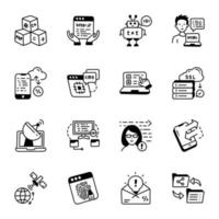 Icon Bundle of Development And Programming Doodles vector