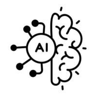 Trendy AI Brain vector