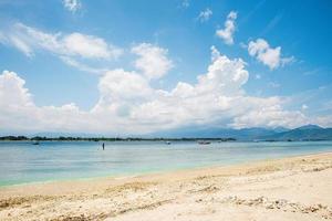 Great view of sandy beach, sea and sky photo