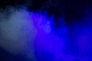 On a black background, a blue spot of blurred smoke.Abstract mystical background. photo