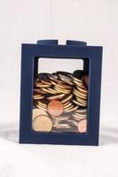 Blue coin bank photo