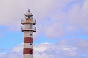 Red and white lighthouse photo