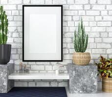 3D interior design minimal decorate with mockup photo frame