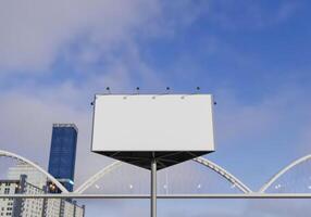 3D mockup blank billboard in downtown rendering photo