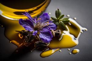 Homemade and tasty fried lilac flower in sunflower oil photography photo