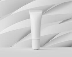 A mock up of realistic White blank cosmetic tube and spray bottle isolated on white background, 3d rendering , 3D illustration photo