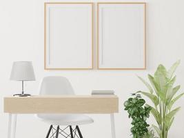 3D interoir design for living room and mockup frame photo