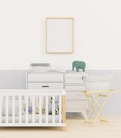 3D mockup photo frame in chidren room rendering