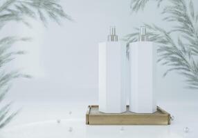 A mock up of realistic White blank cosmetic tube isolated on natural background, 3d rendering , 3D illustration photo