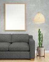 3D interoir design for living room and mockup frame photo