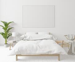 3D interoir design for bedroom and mockup frame photo