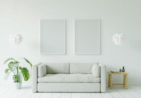 3D interoir design for living room and mockup frame photo