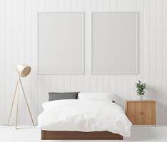 3D interoir design for bedroom and mockup frame photo