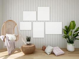 3D interior design minimal decorate with mockup photo frame