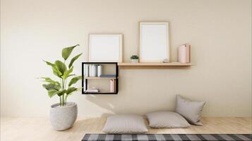 3D interoir design for bedroom and mockup frame photo