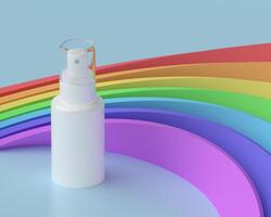 skin care products with rainbow background photo