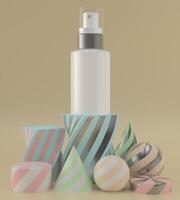 A mock realistic White blank cosmetic tube isolated on light background, 3d rendering , 3D illustration photo