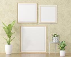 3D interior design minimal decorate with mockup photo frame