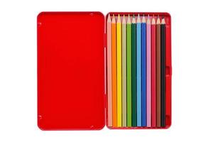 3850 Red case with colored pencils isolated on a transparent background photo