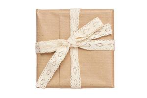 6505 Beige gift box isolated on a transparent background photo