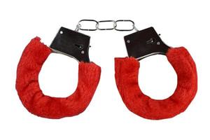 7575 Red handcuffs isolated on a transparent background photo