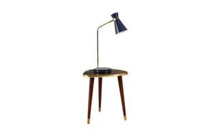 97 Wooden and gold side table with a desk lamp isolated on a transparent background photo