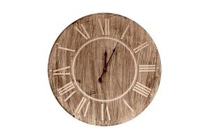 168 Wooden brown clock isolated on a transparent background photo