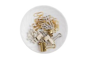 2879 White plate with clips isolated on a transparent background photo