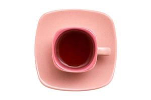 1816 Pink plate and cup with tea isolated on a transparent background photo