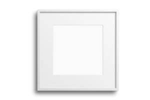 119 White square picture frame mockup isolated on a transparent background photo