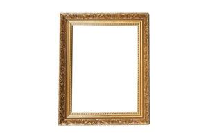 148 Golden portrait picture frame mockup isolated on a transparent background photo