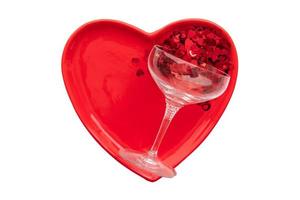 4641 Red heart plate with a cup isolated on a transparent background photo